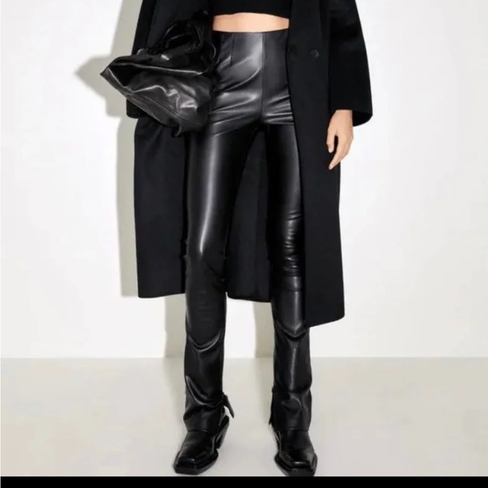 ZARA Long Faux Leather Pants M